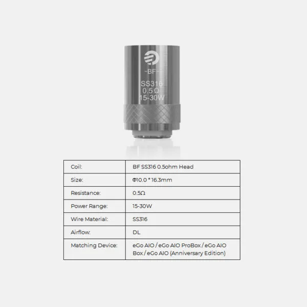 Joyetech BF Series Coil Head for Cubis & Cuboid Mini Atomizer & Egrip II & Aio & Aio D16 & Aio D22 & AIO PRO C & AIO PRO XL & AIO PRO & Cubis Pro & Evic Aio & AIO BOX (5pcs/pack)