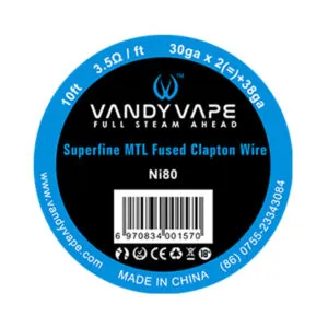 10ft Vandy vape Ni80 Superfine MTL Fused Clapton Wire 30ga*2(=)+38ga (3.5ohm/ft)