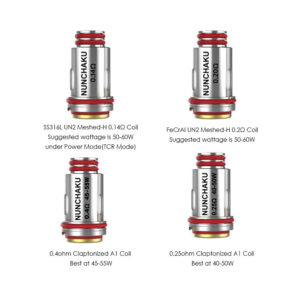 Uwell Replacement Coils (0.2ohm & 0.25ohm & 0.4ohm & 0.14ohm) for Nunchaku,Nunchaku 2 Tank Atomizer (4pcs/Pack) 1