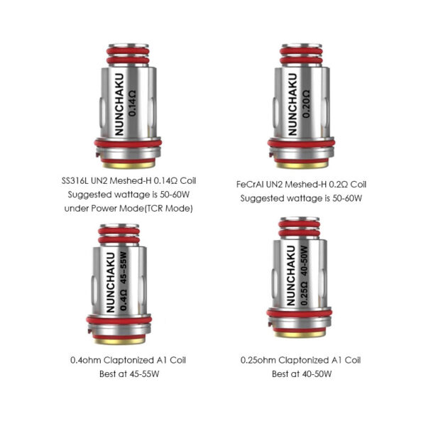Uwell Replacement Coils (0.2ohm & 0.25ohm & 0.4ohm & 0.14ohm) for Nunchaku,Nunchaku 2 Tank Atomizer (4pcs/Pack) - Image 2