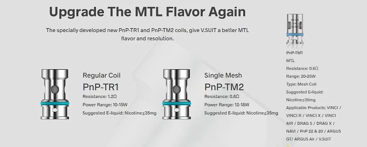 Voopoo PnP Replacement Coils for Drag Baby/Mini/2/S/X,VINCI Series Kit,Argus Pro,PnP 20/22,V.SUIT,Doric 60,Drag E60,Drag H80 S (5Pcs/Pack) 1