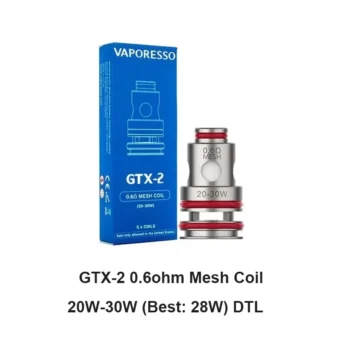 Vaporesso GTX Coil for Target 80 / Target PM30 , GTX One / Go 40 / Go 80, GEN Nano / Air 40 / PT60 / PT80 S / Gen160 / FIT 40,  Xiron, Luxe PM40 / PM80 / PM80 S, SWAG PX80,  Luxe XR / XR MAX / X PRO / LUXE X2 (5pcs/pack)