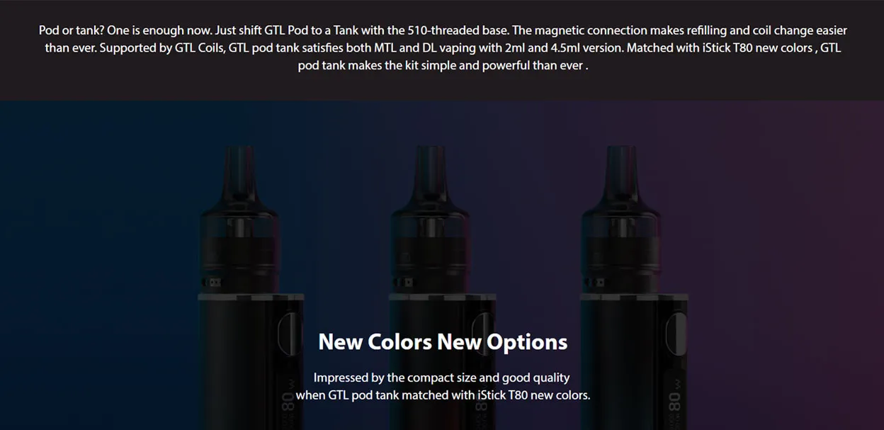 Eleaf iStick T80 VW Kit with GTL Pod Tank 3000mAh 4.5ml 2