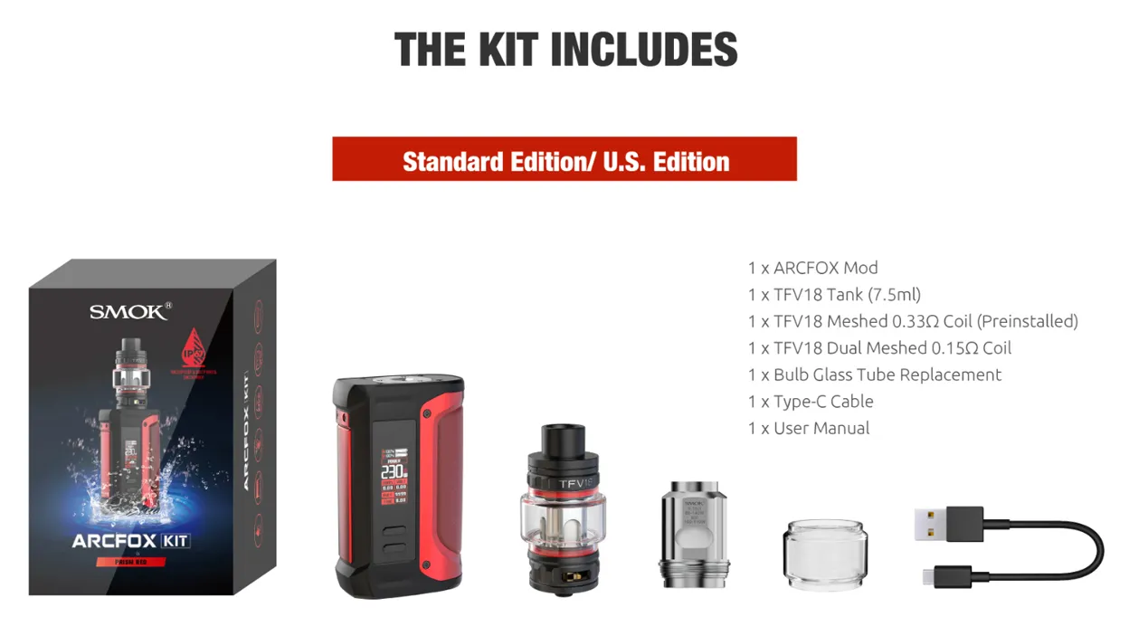 SMOK Arcfox 230W Mod Kit with TFV 18 Tank 7.5ml 3