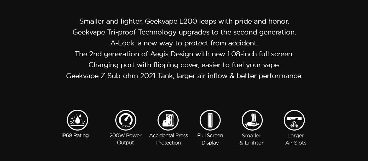 Geekvape L200 (Aegis Legend 2) Mod kit with Z Sub Ohm 2021 Tank Atomizer 5.5ml 2