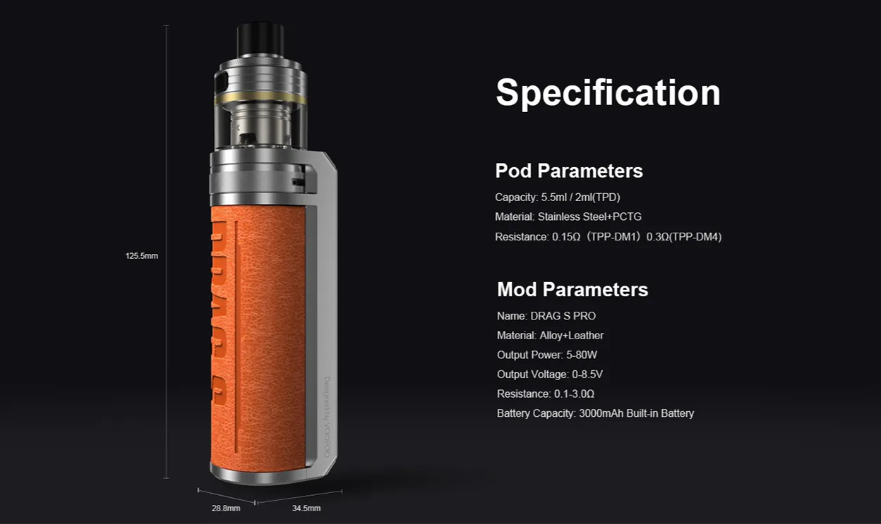 Voopoo Drag S Pro Pod Mod Kit 3000mAh 5.5ml 16