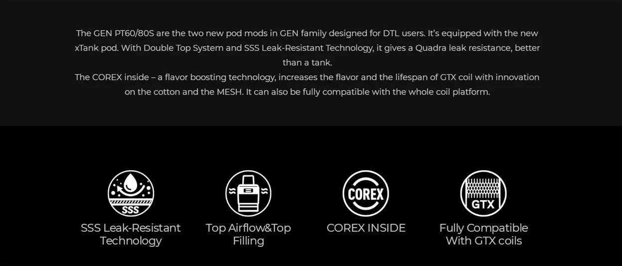 Vaporesso GEN PT80 S Pod Mod Kit with X Tank Pod 4.5ml 3