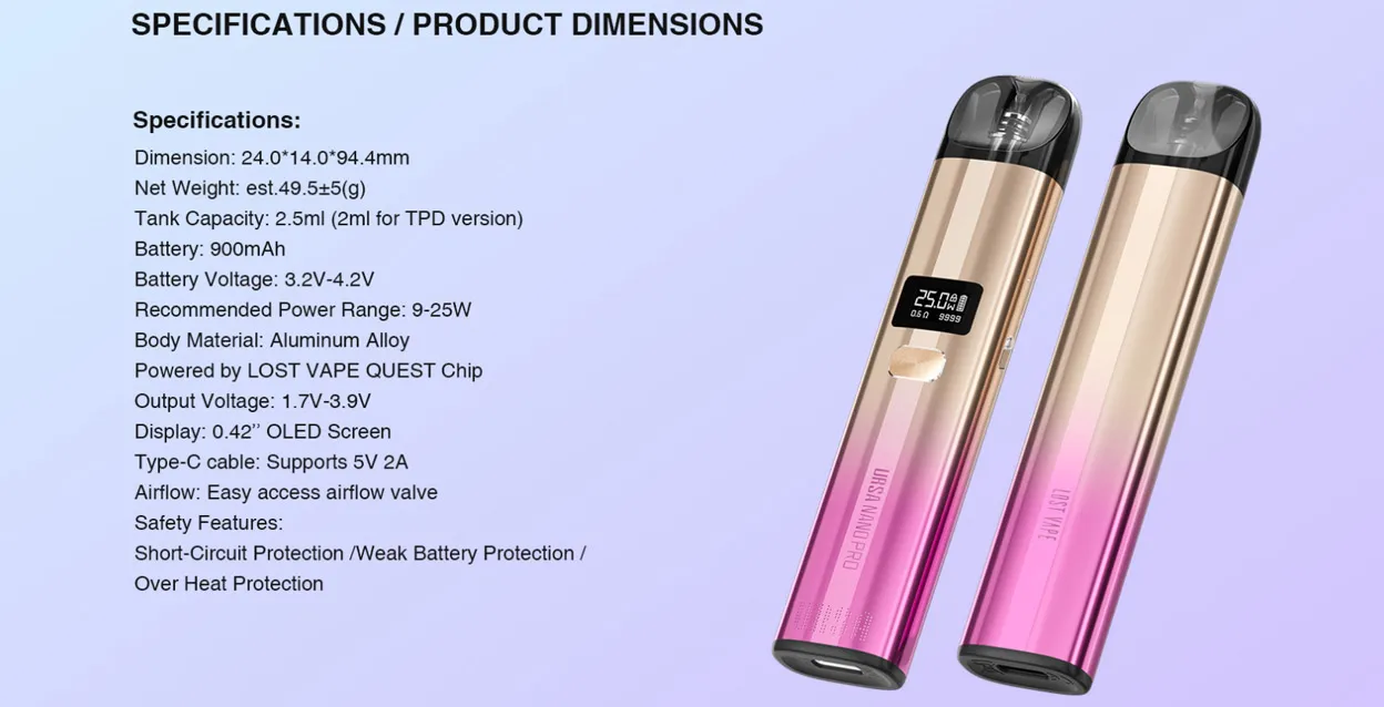 Lost Vape Ursa Pro / Ursa Nano Pro Pod System Kit 900mAh 2.5ml 10