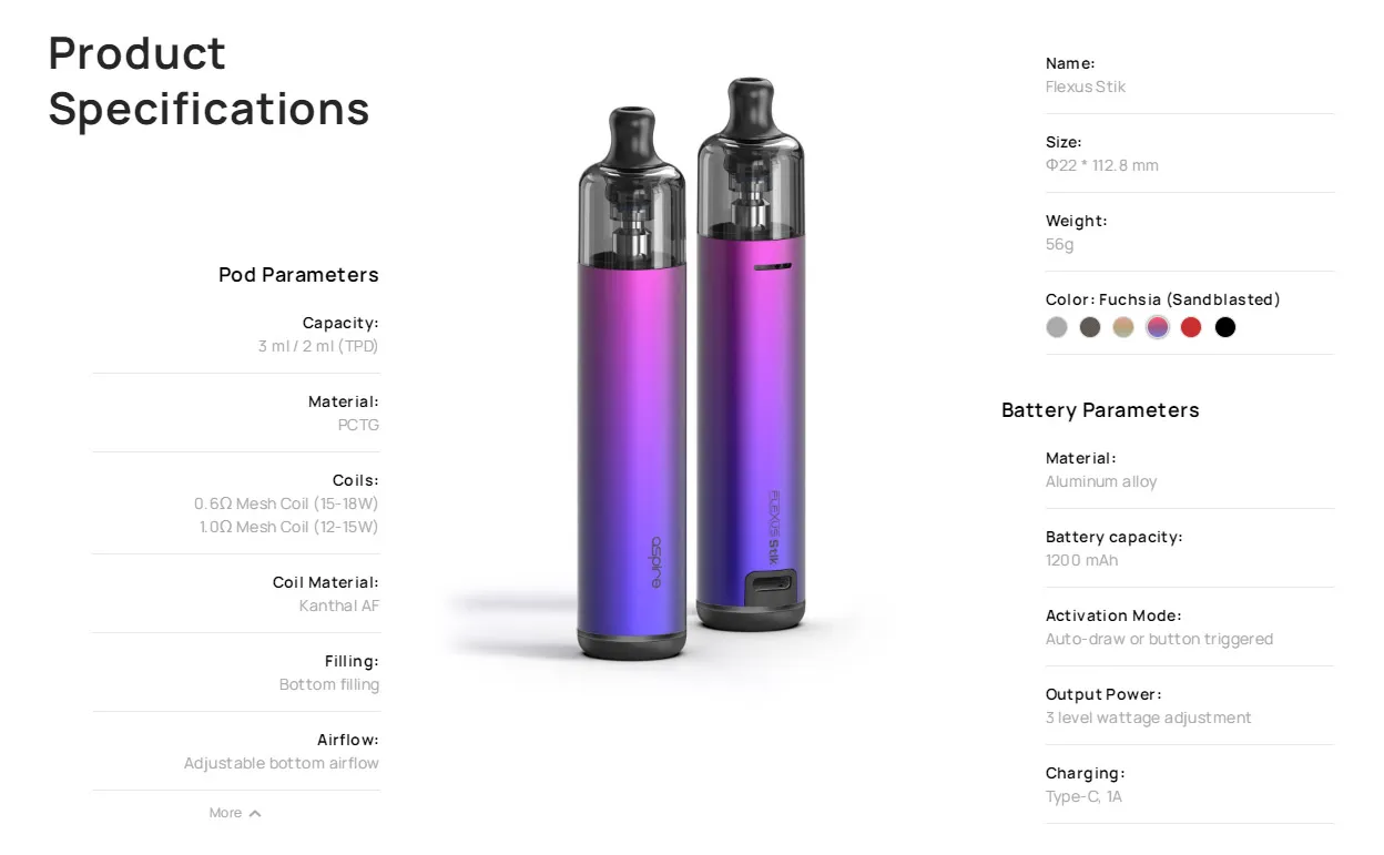 Aspire Flexus Stik Pod System Kit 1200mAh 3ml 10
