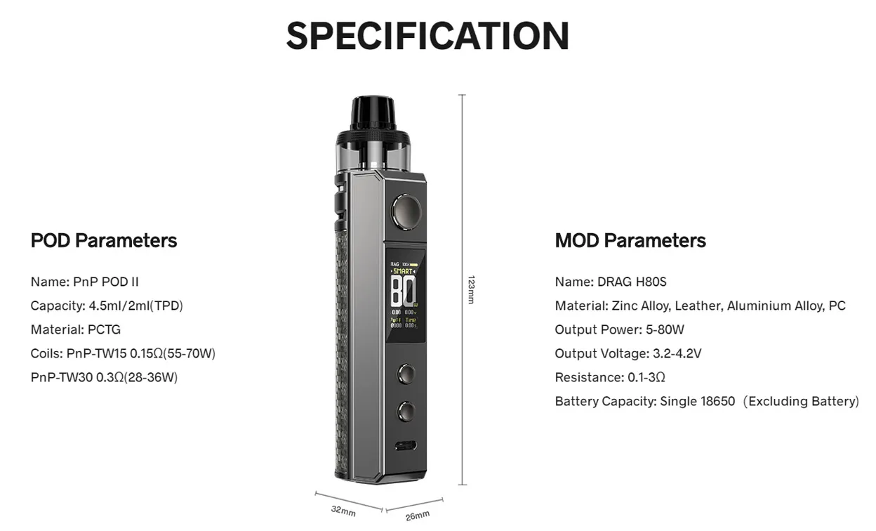 VOOPOO Drag H80S Mod Kit with PNP Pod II 4.5ml 14