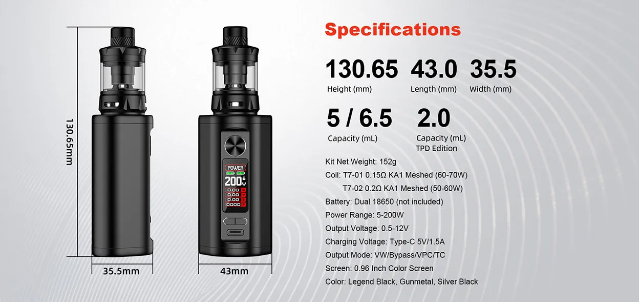 Hellvape Hell200 Box Mod Kit with TLC Sub Ohm Tank 6.5ml 10