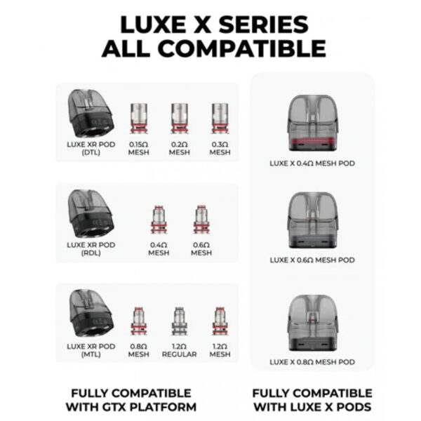Vaporesso LUXE XR / LUXE X / LUXE XR Max / LUXE X PRO / LUXE X2 Empty Pod Cartridge 5ml (2pcs/pack) - Image 3
