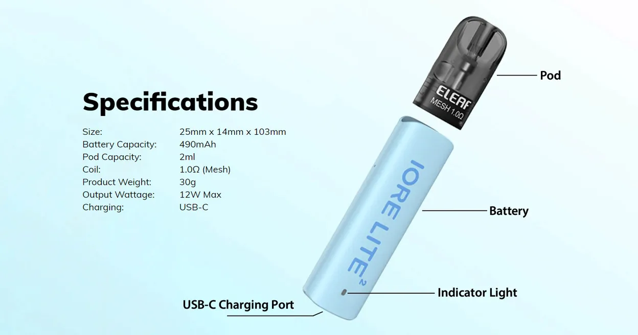 Eleaf Iore Lite 2 Pod System Kit 490mAh 2ml 7