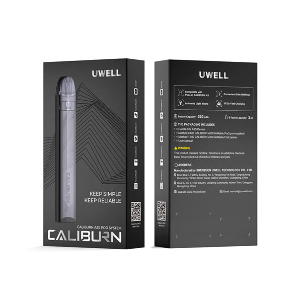 Uwell Caliburn A3S Pod System Kit 520mAh 2ml - Image 3