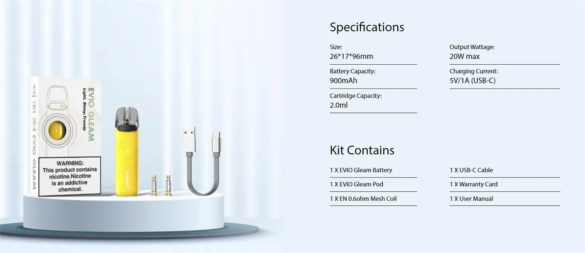 Joyetech EVIO Gleam Pod System Kit 900mAh 2ml 10