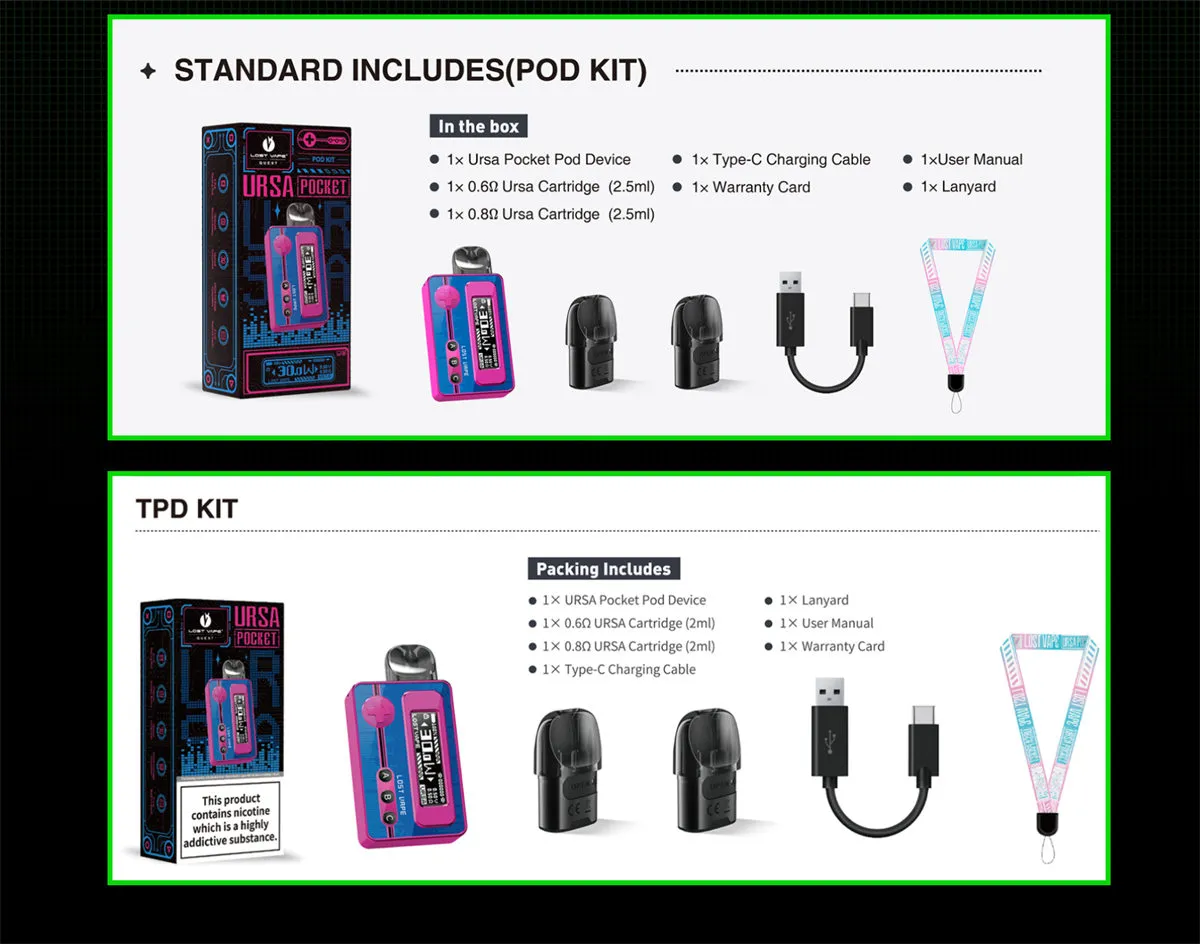 Lost Vape Ursa Pocket Pod System Kit 1200mAh 2.5ml 9