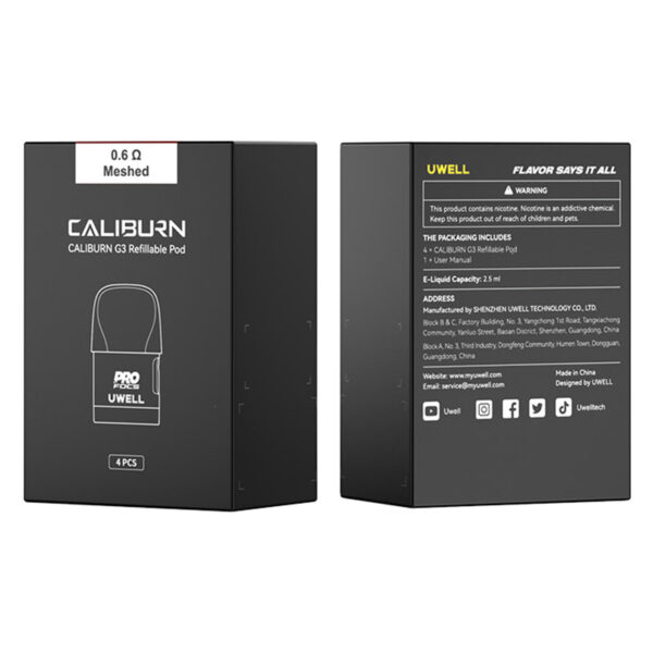 Uwell Caliburn G3 / Caliburn GK3 / Caliburn G3 ECO / Caliburn GK3 TENET / Caliburn G3 Lite Pod Cartridge 2.5ml / 3ml (4pcs/pack) - Image 3