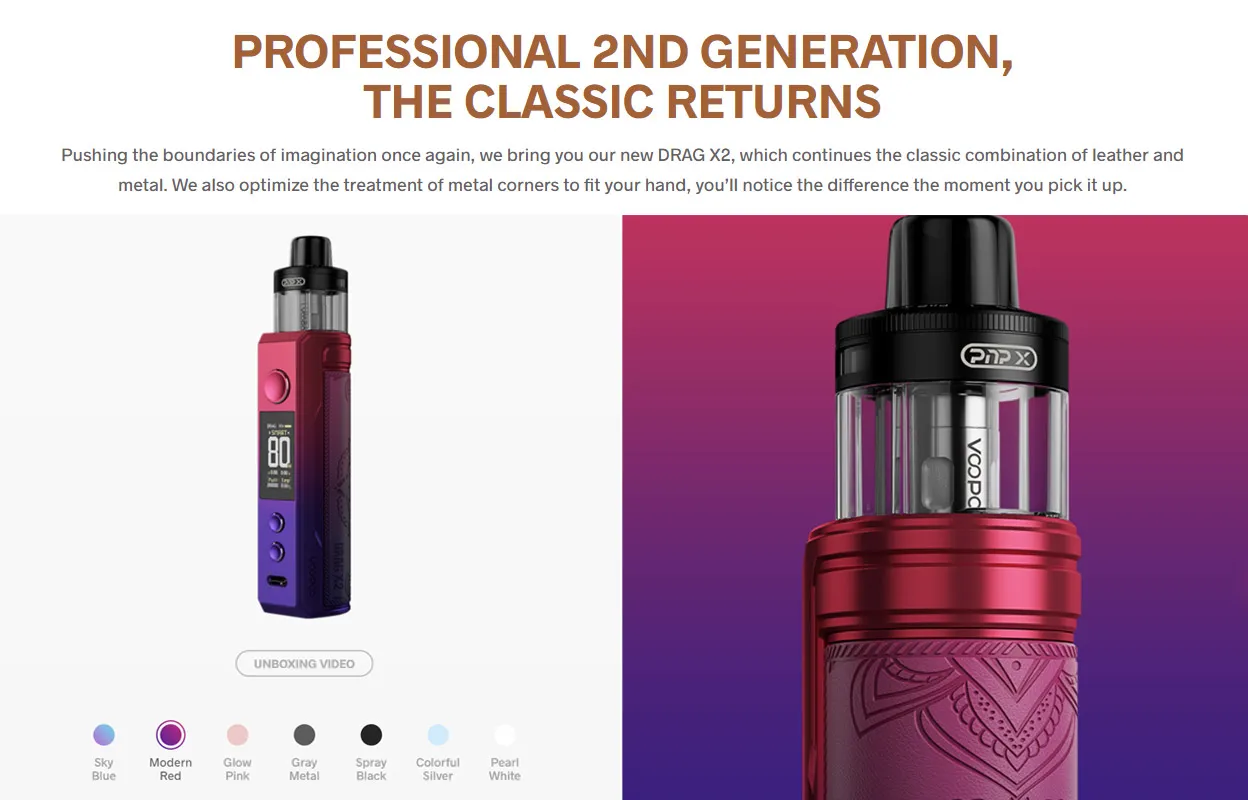 Voopoo Drag X2 80W Box Mod Kit with PnP X Cartridge DTL 5ml 11