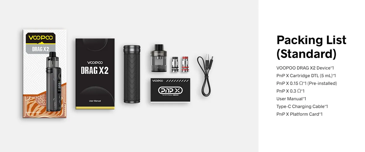 Voopoo Drag X2 80W Box Mod Kit with PnP X Cartridge DTL 5ml 16