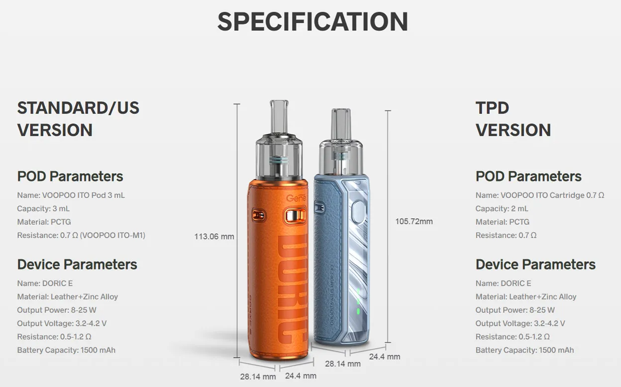 VOOPOO DORIC E Pod System Kit 1500mAh 3ml 17