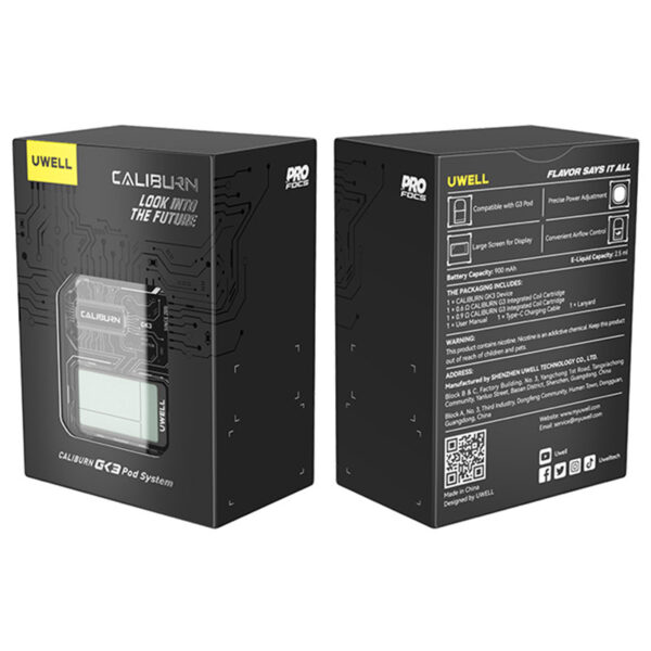 Uwell Caliburn GK3 Pod System Kit 900mAh 2.5ml, Auto Power Off if no Operation for 8 Minutes - Image 5