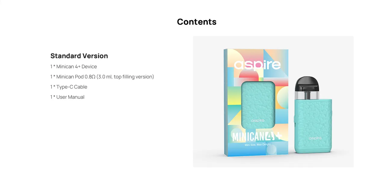 Aspire Minican 4 Plus Pod System Kit 1000mAh 3ml 14