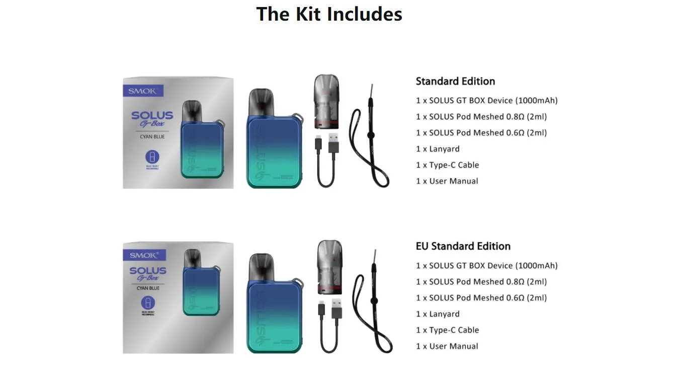 SMOK Solus GT Box Pod System Kit 1000mAh 2ml 17