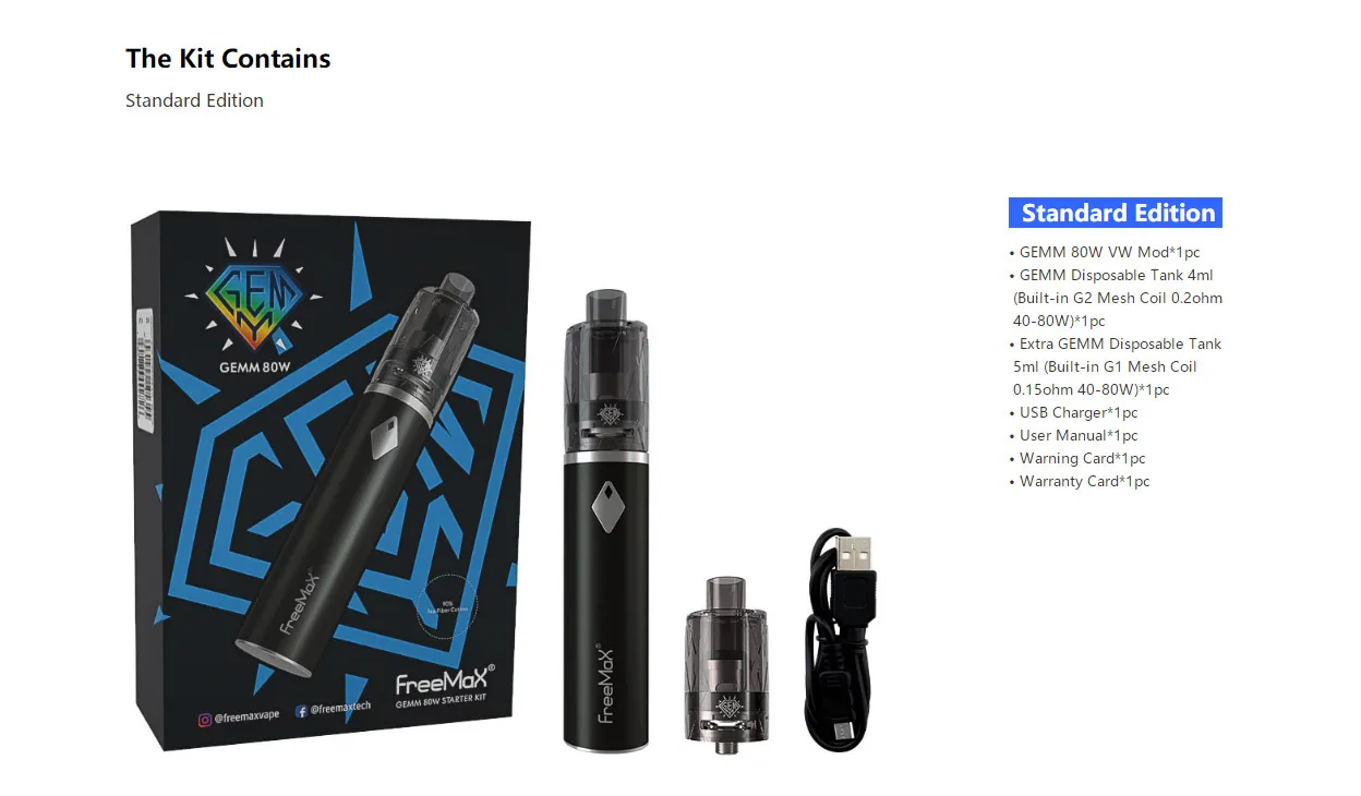 Freemax Gemm 80W Starter Kit 2900mAh 5ml 3