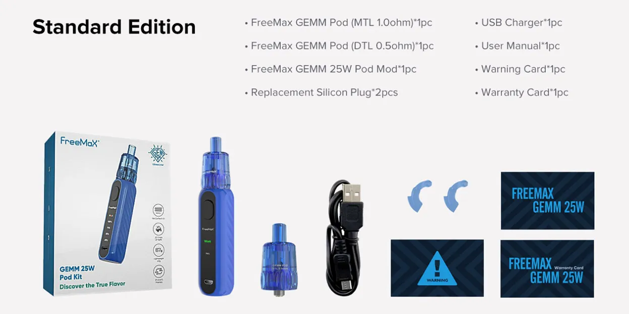FreeMax Gemm 25W Pod Mod Kit 1300mAh 2ml 3