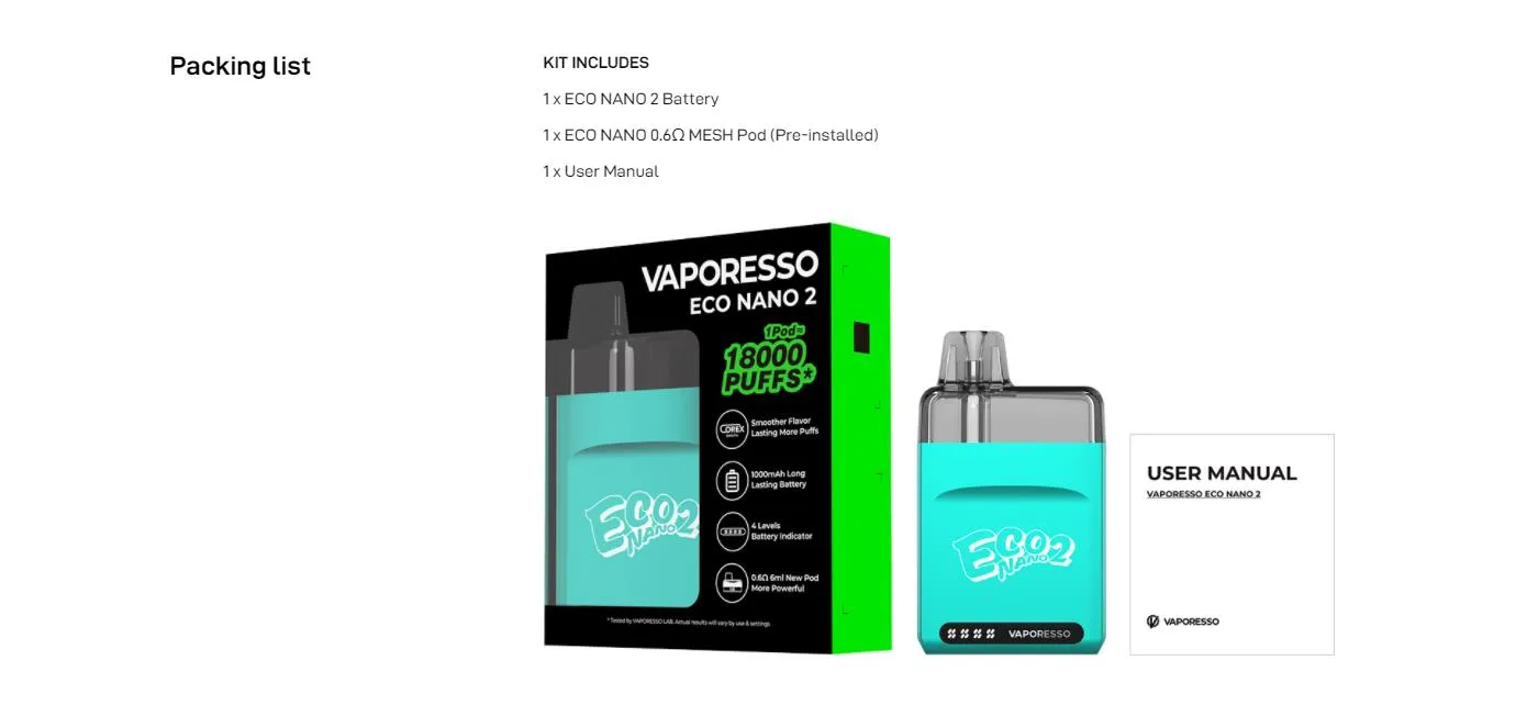 Vaporesso ECO Nano 2 Pod System Kit 1000mAh 6ml 11