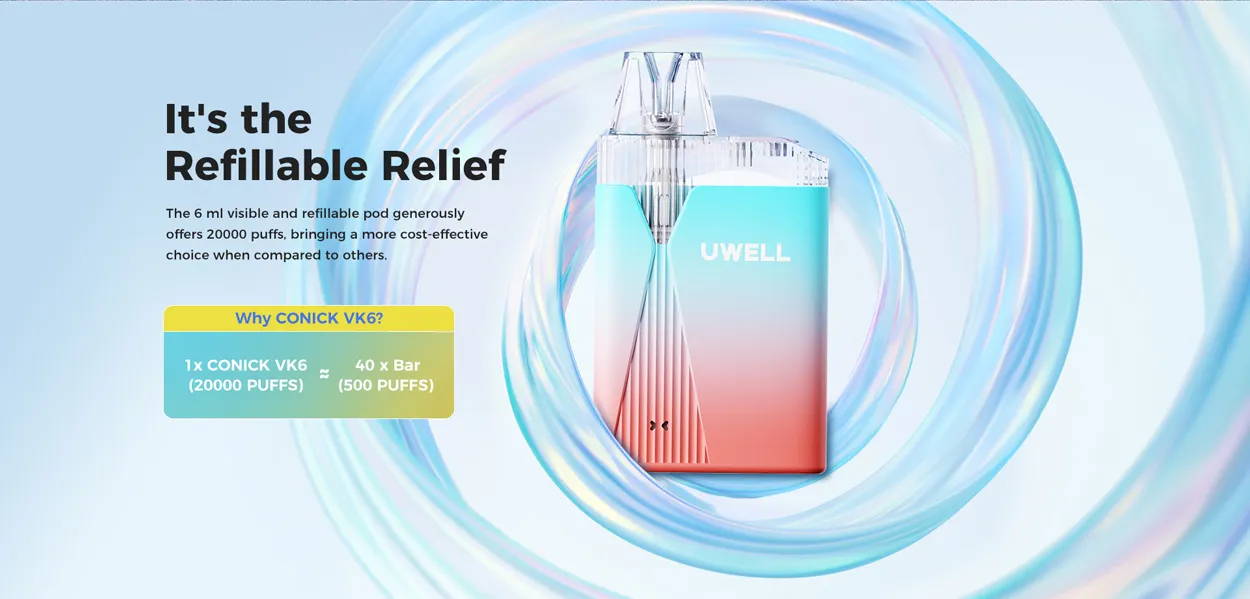 Uwell Conick VK6 Refillable Disposable Kit 800mAh 6ml 2