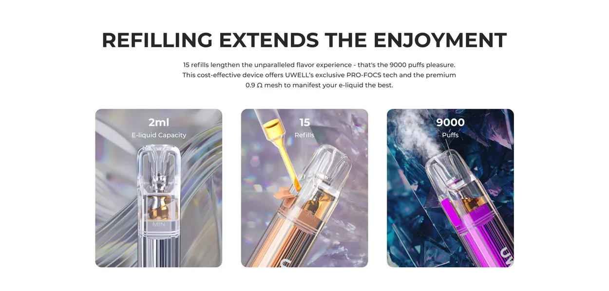 Uwell Conick R9000 Refillable Disposable Kit 650mAh 2ml 3