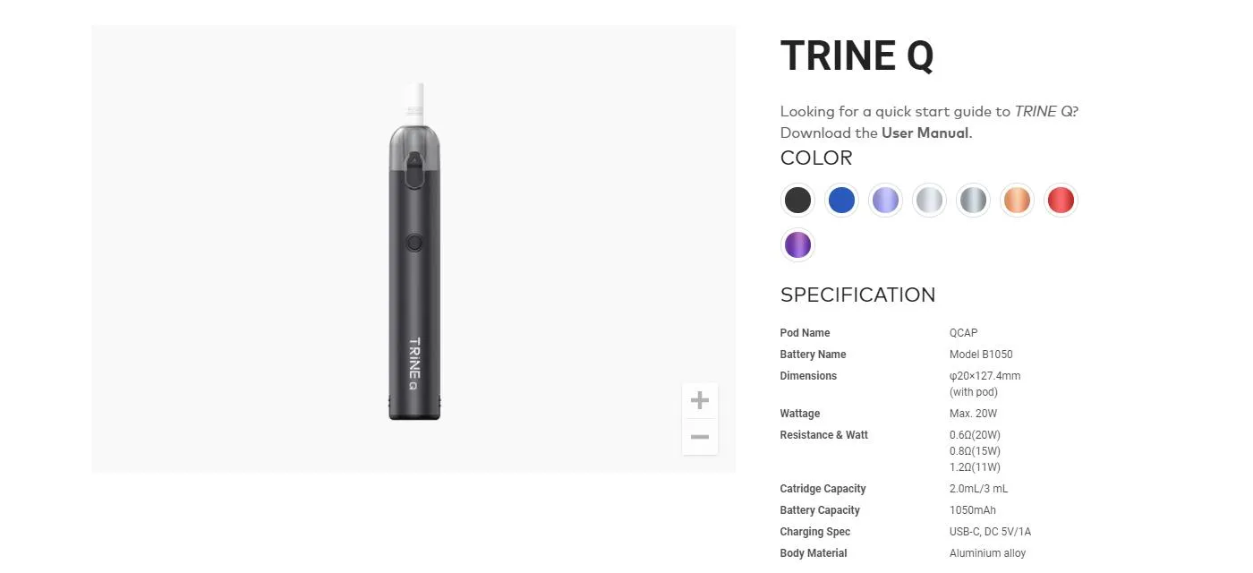 Innokin Trine Q Battery Replaceable Pod System Kit 1050mAh 3ml 10