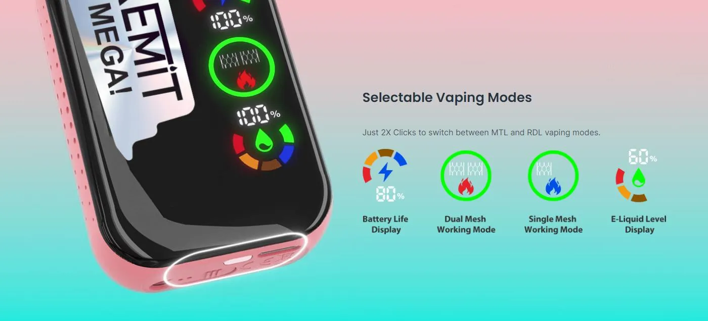 REMIT MEGA 18000 puffs Rechargeable Disposable Kit 650mAh 18ml 6