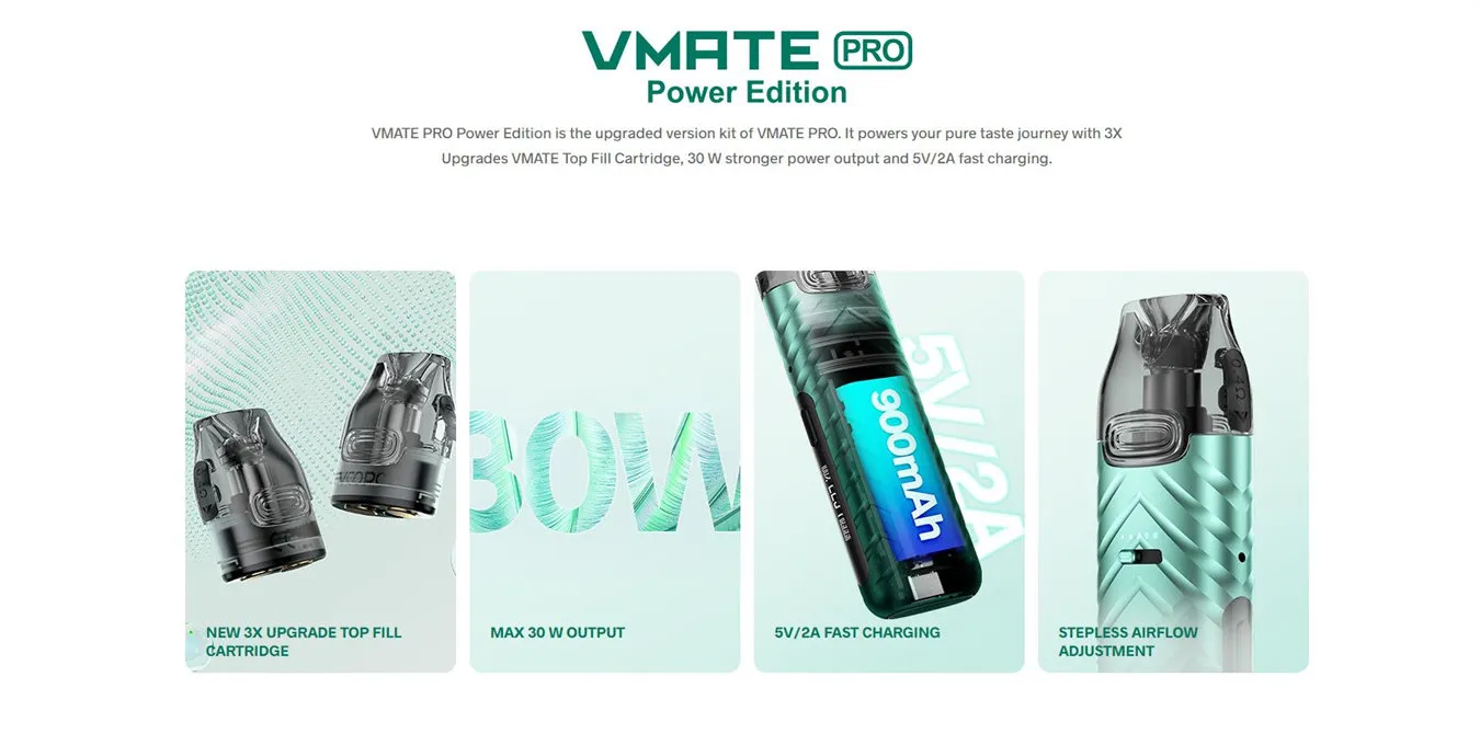 VOOPOO VMATE PRO Power Edition Kit 900mAh 3ml,Auto Power Off if no Operation for 10 Minutes 4