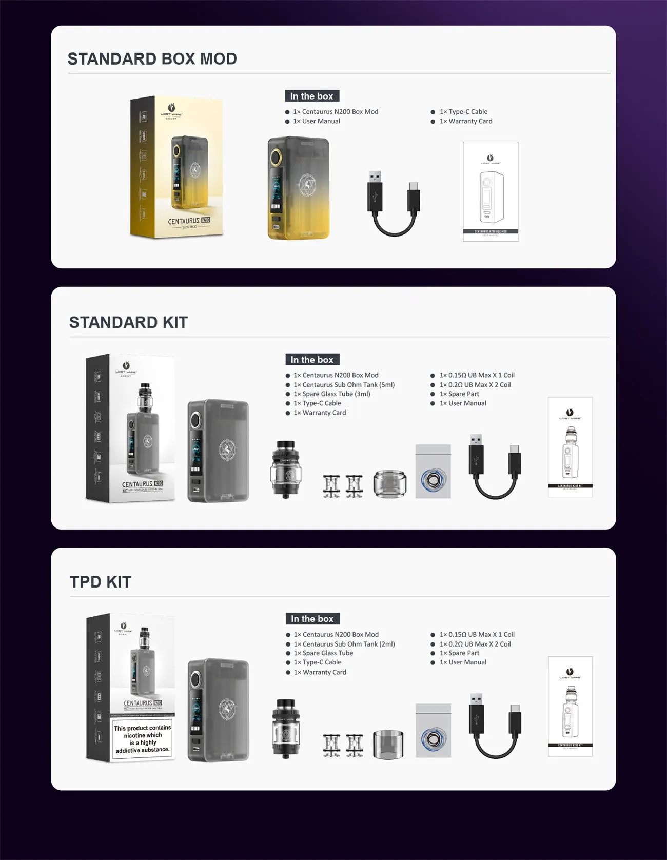 Lost Vape Centaurus N200 Mod Kit with Centaurus Sub Ohm Tank 5ml 14
