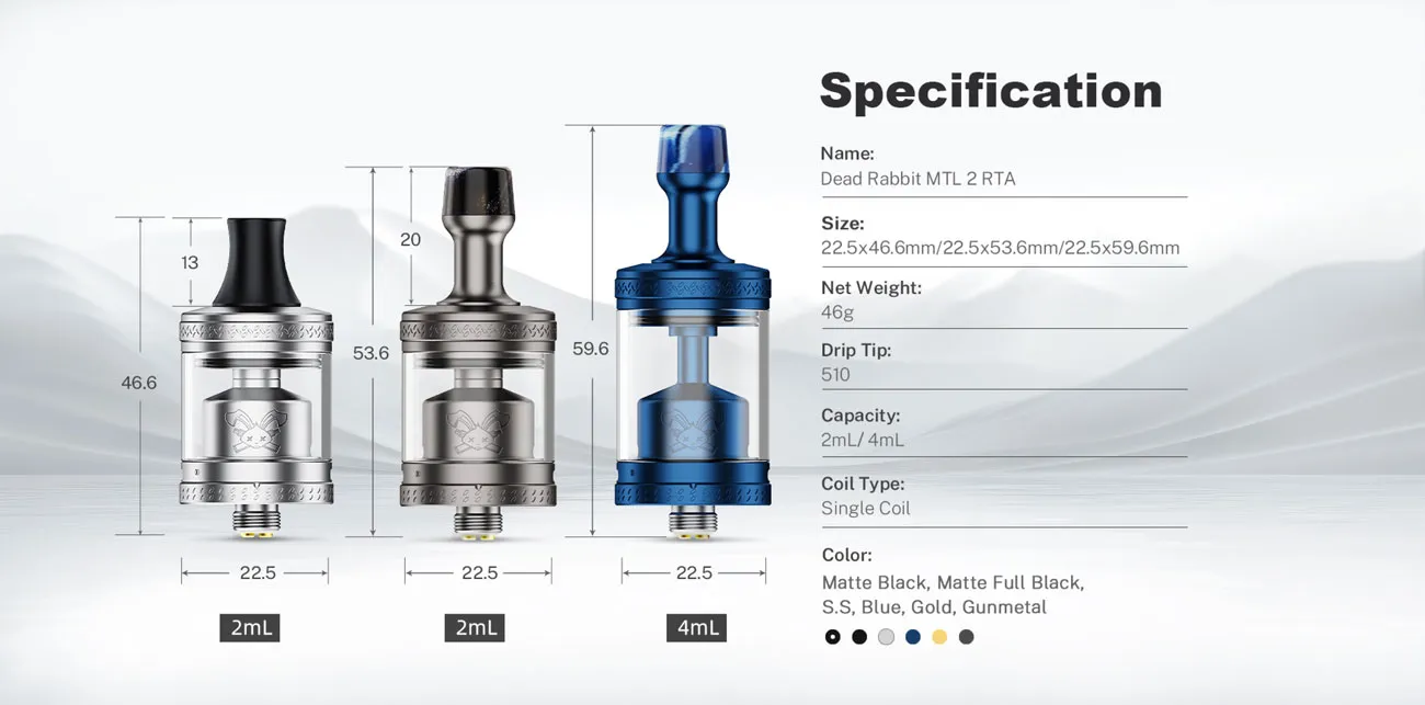 Hellvape Dead Rabbit MTL 2 RTA Atomizer 2ml (22.5mm) 8