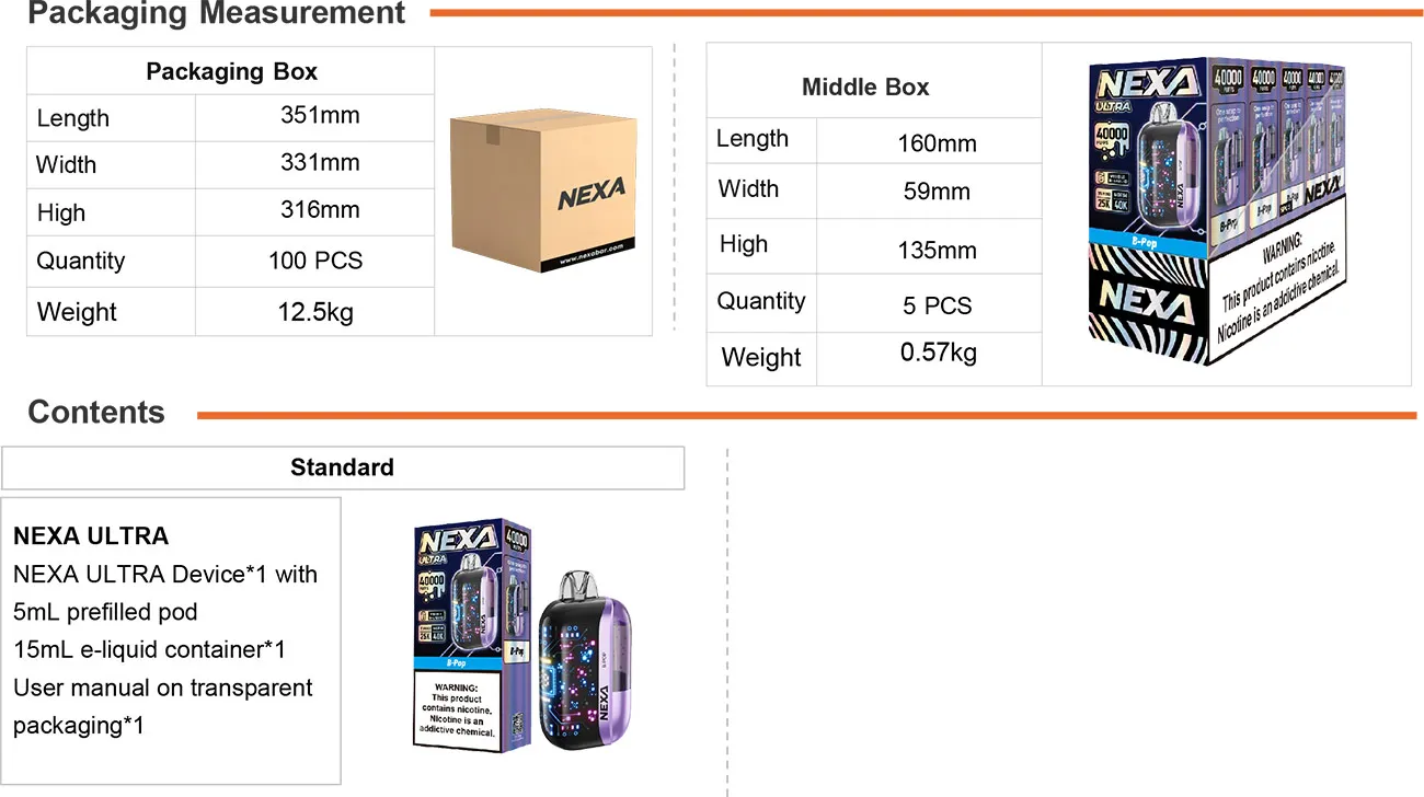 Nexa Ultra Disposable Vape Kit 800mAh 20ml (40000 Puffs) 2
