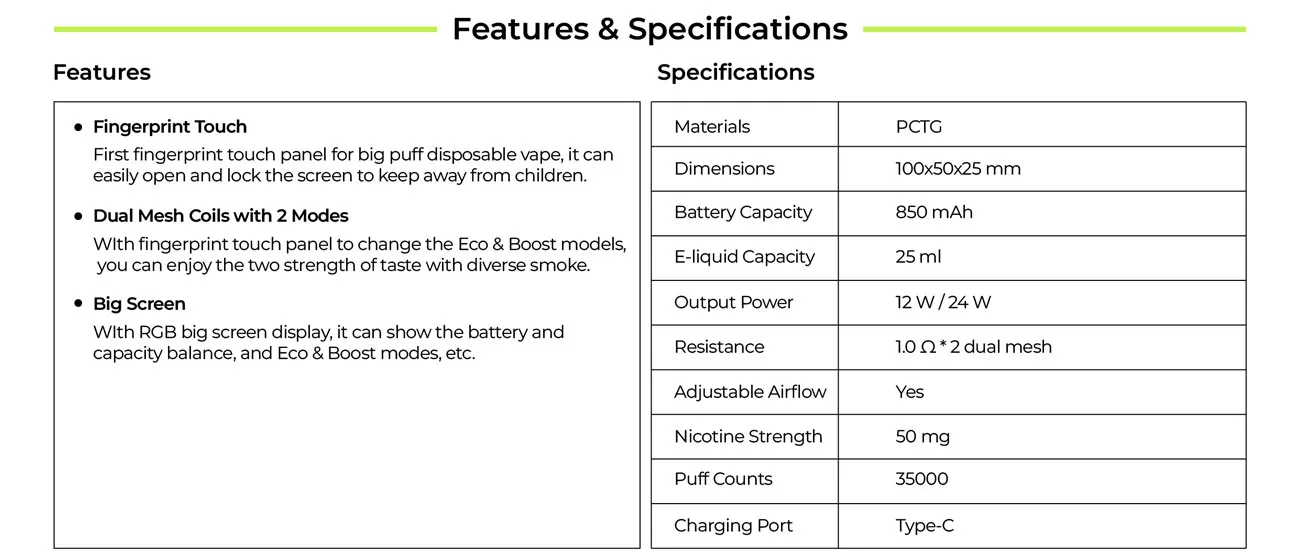 iCity CT 35000 Touch Button Disposable Vape Kit 850mAh 25ml (35000 Puffs) 1