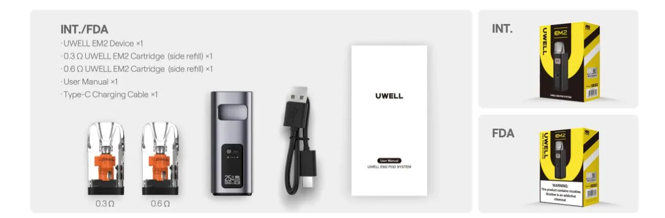 Uwell EM2 Pod System Kit 1200mAh 40W 4.5ml 19