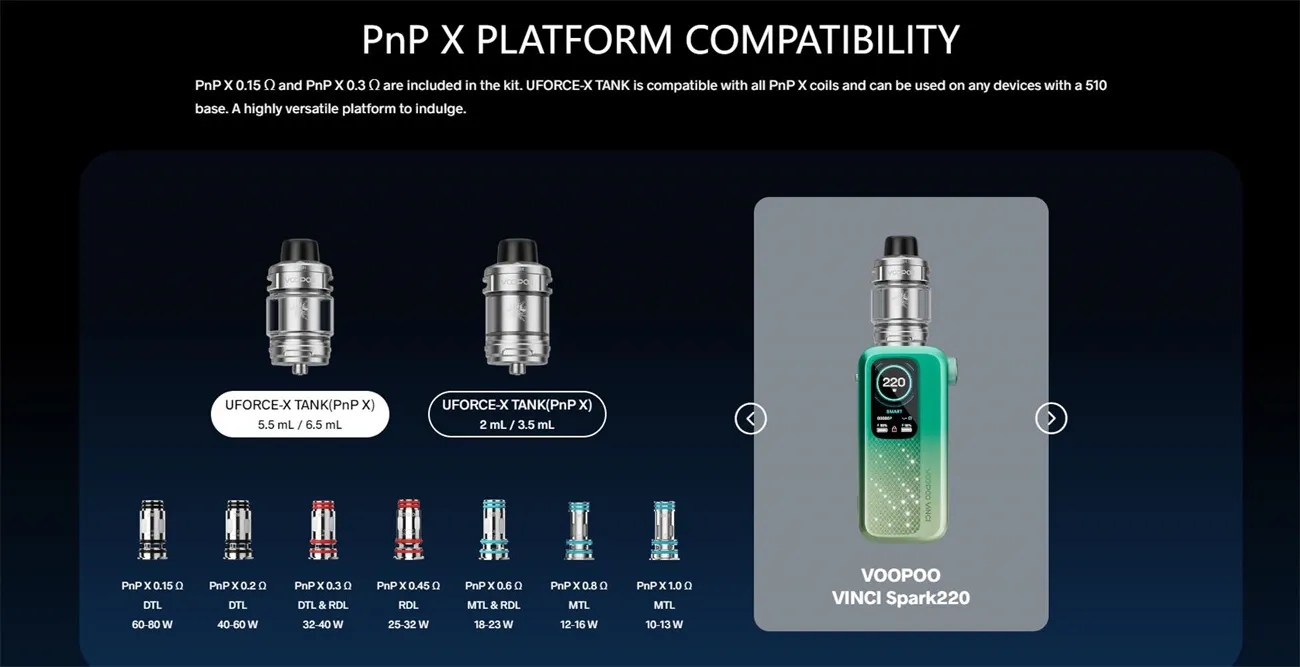 VOOPOO VINCI Spark220 Box Mod Kit with Uforce-X Tank 6.5ml 18