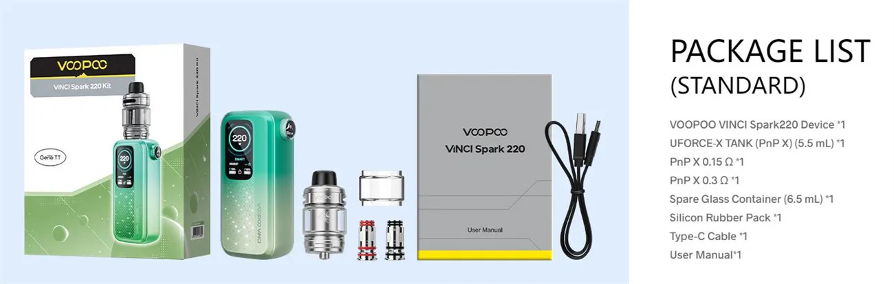 VOOPOO VINCI Spark220 Box Mod Kit with Uforce-X Tank 6.5ml 20