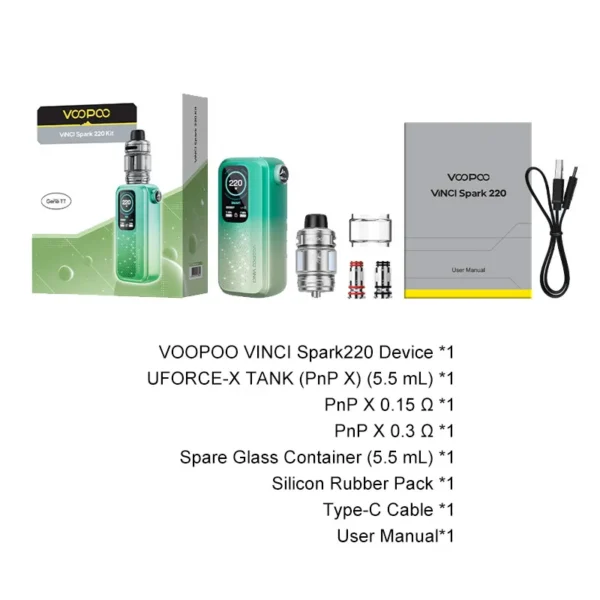 VOOPOO VINCI Spark220 Box Mod Kit with Uforce-X Tank 6.5ml - 画像 (3)