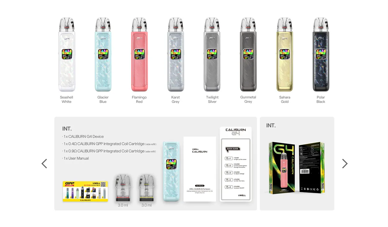 Uwell Caliburn G4 Pod System Kit 1300mAh 3ml (Max 35W) 17