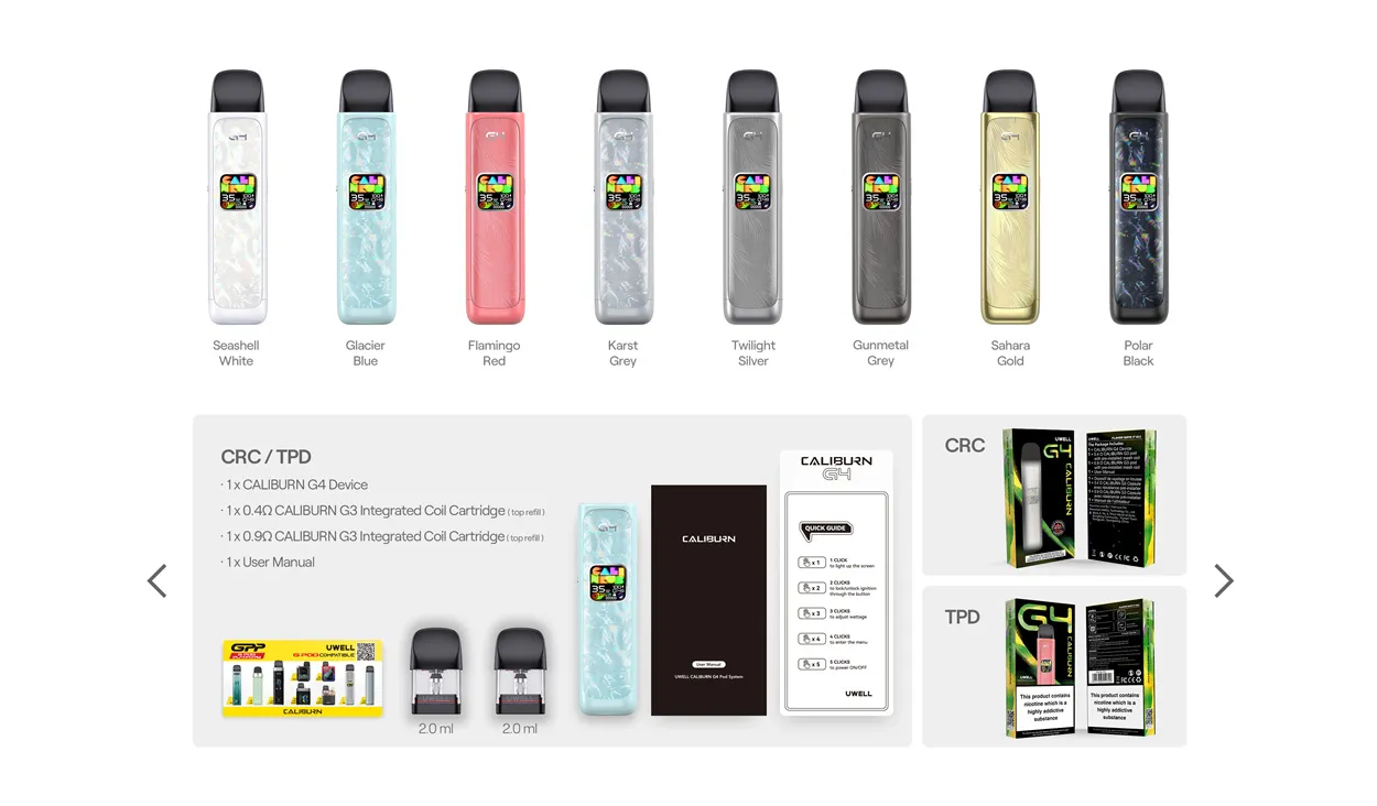 Uwell Caliburn G4 Pod System Kit 1300mAh 3ml (Max 35W) 19