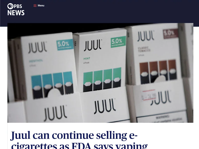 FDA「リスクを上回る利益」認定により、Juulは電子タバコの販売継続が可能に 1