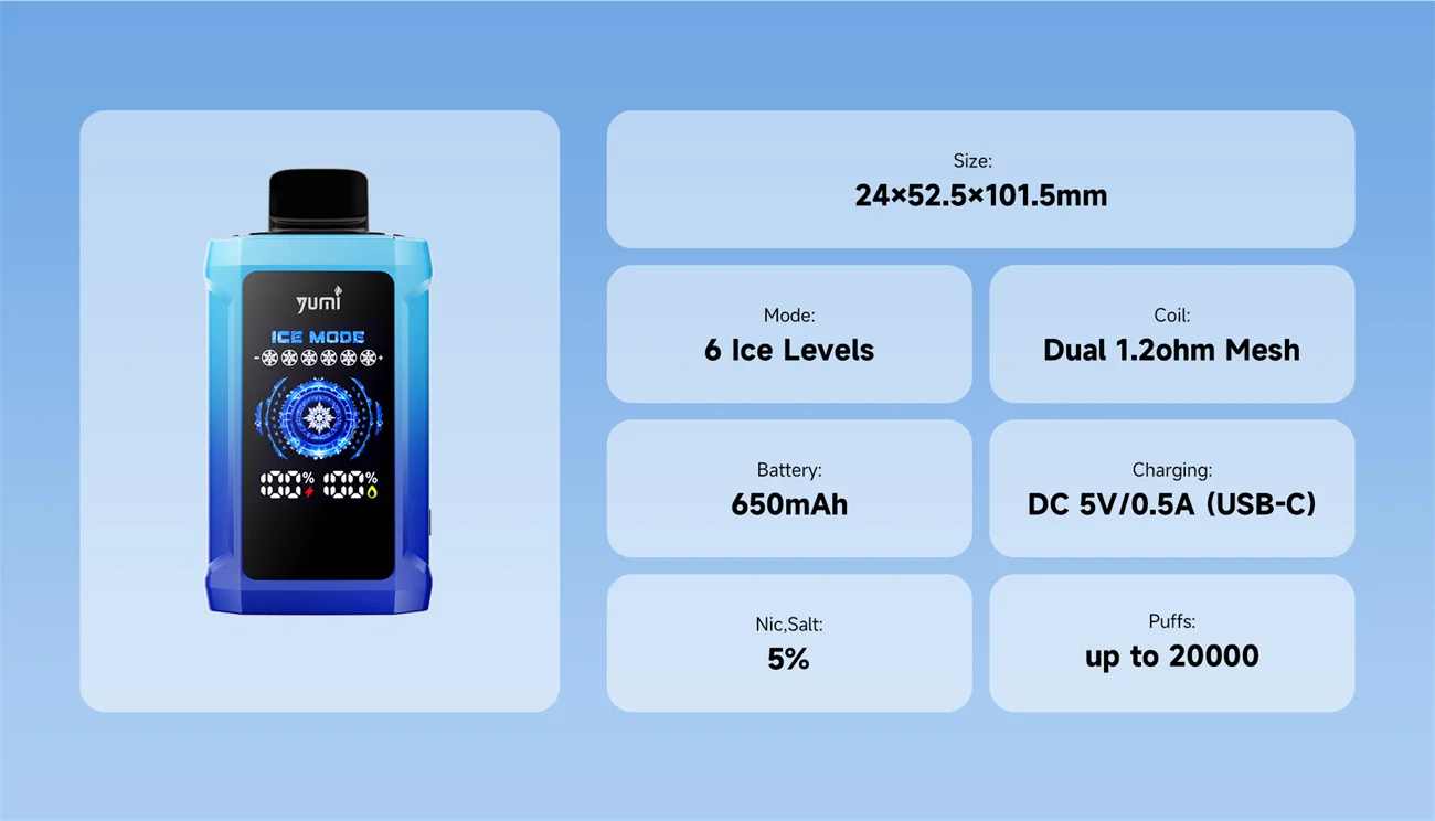 YUMI P20000 Adjustable ICE Level Disposable Vape Kit 650mAh 7