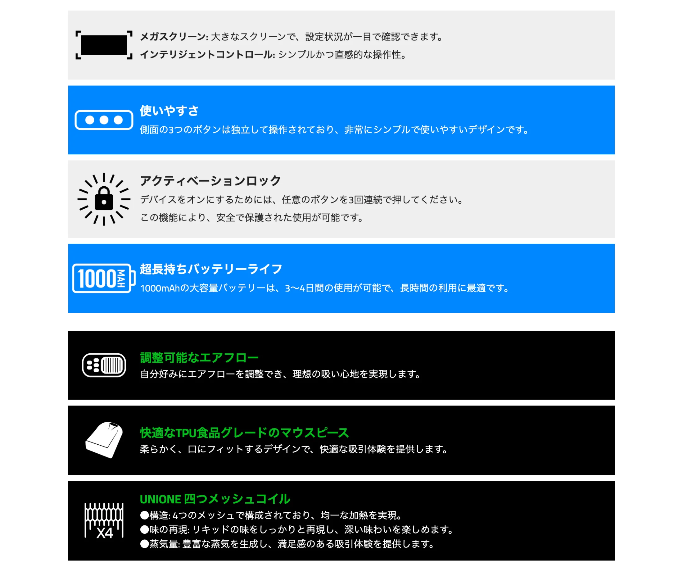 OXBAR TRI-FUSION 45000 使い捨てベイプ ニコパフ 1000mAh 30ml 4