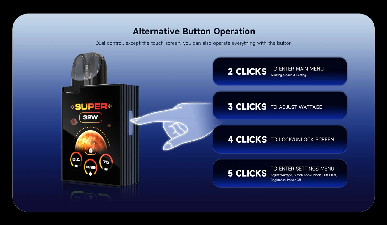 Kumiho THOTH B Max Touch Screen Pod System Kit 1300mAh 2ml 3