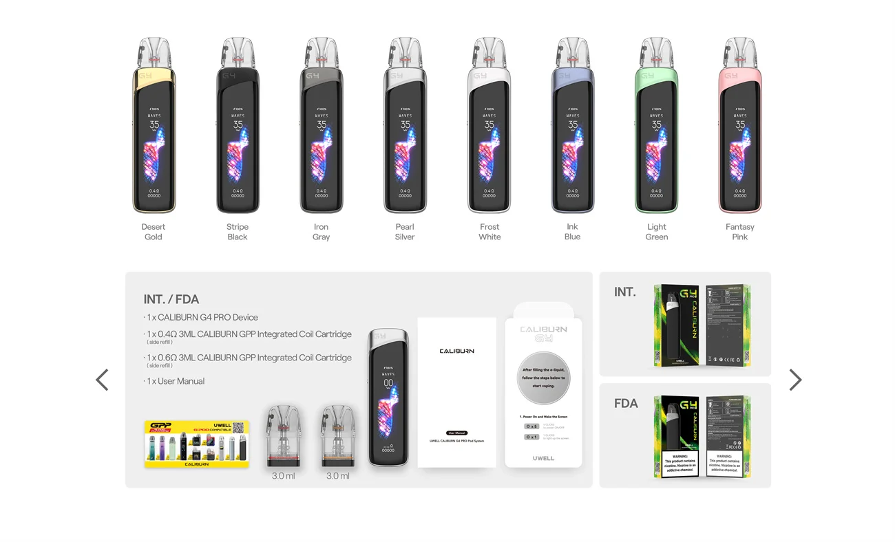 Uwell Caliburn G4 Pro Pod System Kit 1800mAh 3ml (35W) 11